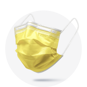 Kids, Yellow, ASTM Level 3 Disposable Mask with White Earloops  (Box of 50)